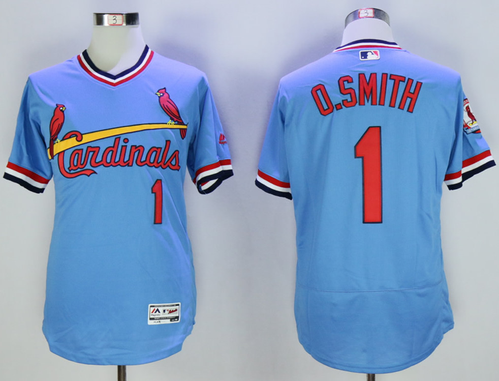 Cardinals 1 Ozzie Smith Light Blue Cooperstown Collection Flexbase Jersey